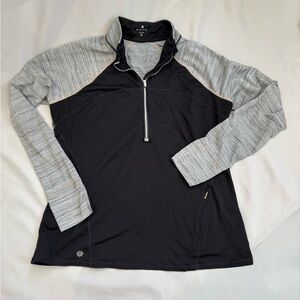 Athleta Black and Gray Polo Collar Sweatshirt